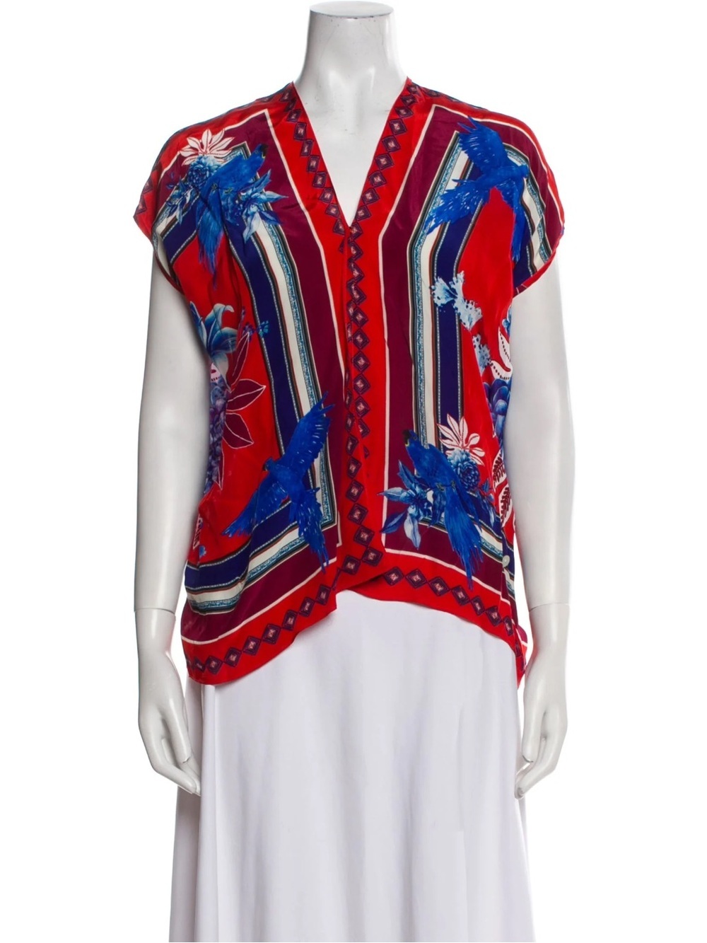 NWT FARM RIO MACAW SCARF OPEN FRONT SHORT SLEEVE BLOUSE - Picture 3 of 8